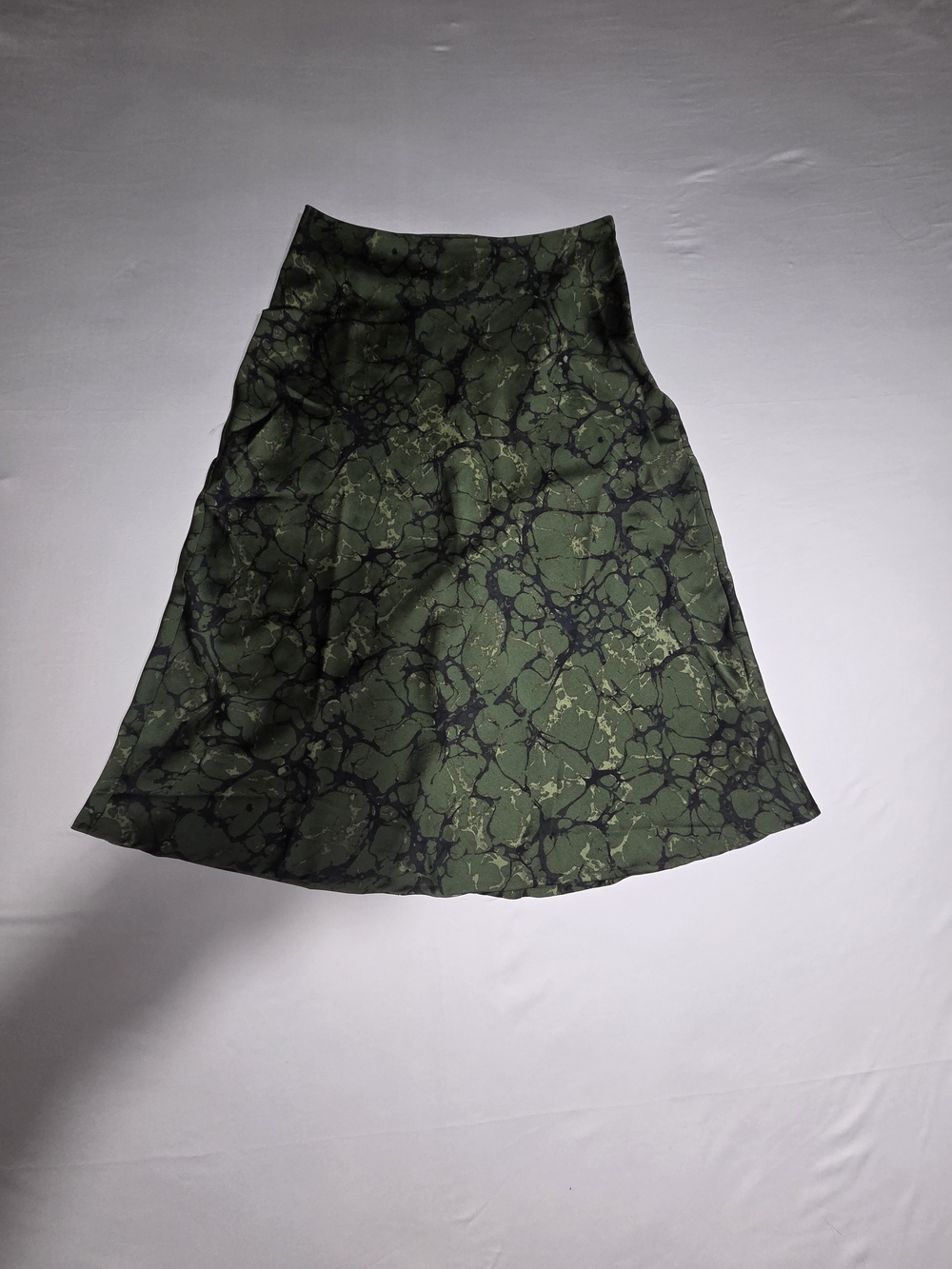 Daily Ritual Green Marble-Print A-Line Skirt